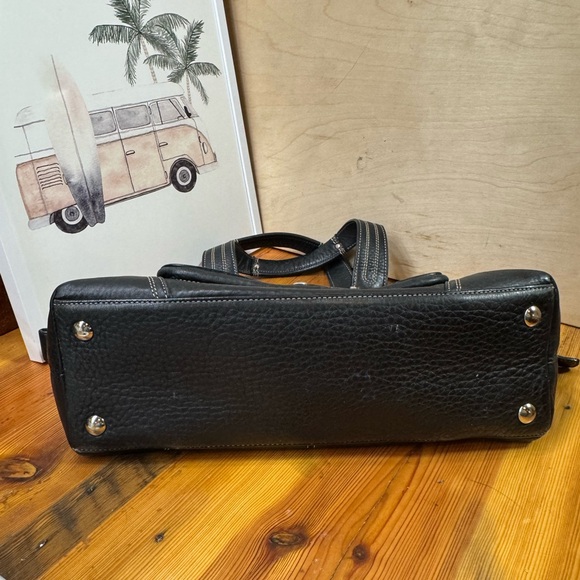 Coach Black Leather Satchel with Contrast Stitching - Picture 3 of 16